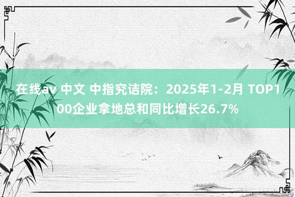 在线av 中文 中指究诘院：2025年1-2月 TOP100企业拿地总和同比增长26.7%