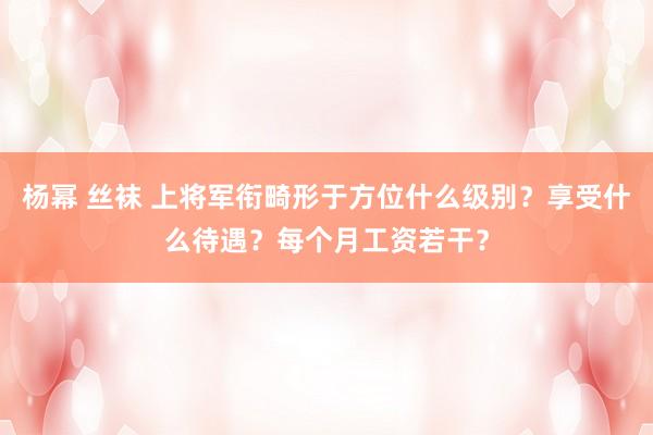 杨幂 丝袜 上将军衔畸形于方位什么级别？享受什么待遇？每个月工资若干？