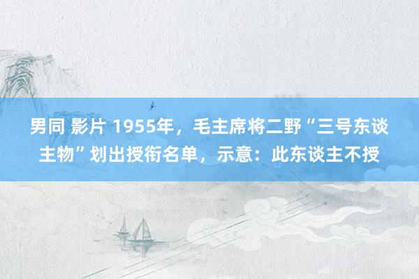 男同 影片 1955年，毛主席将二野“三号东谈主物”划出授衔名单，示意：此东谈主不授