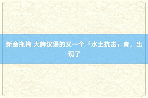 新金瓶梅 大牌汉堡的又一个「水土抗击」者，出现了